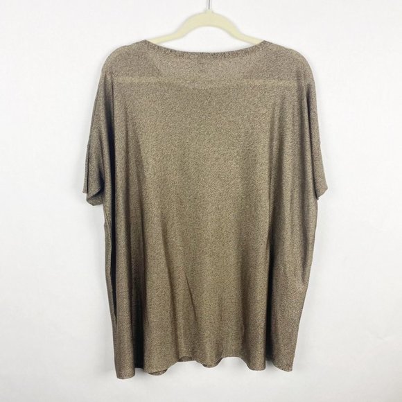 Eileen Fisher Womens Size Small Brown Gold Oversized Short Sleeve Knit Top - Picture 6 of 6